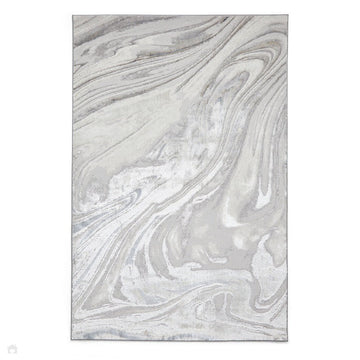 Tidal TL841 Modern Abstract Distressed Metallic Shimmer Soft Smooth Textured Polyester Low Profile Short Pile Silver/Grey/Cream Rug-Think Rugs-Rug Love - The Most Loved Rug Store